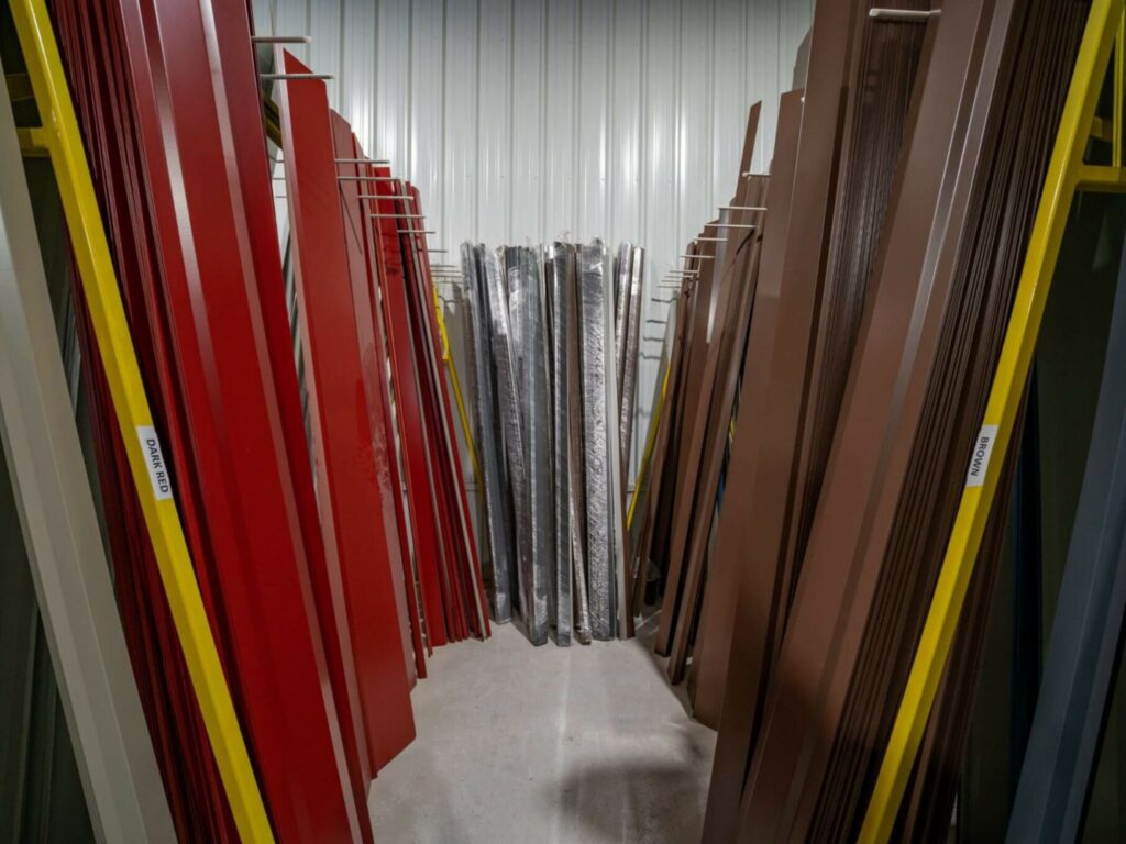 Picture of metal trim and flashing in the Watson Metals warehouse