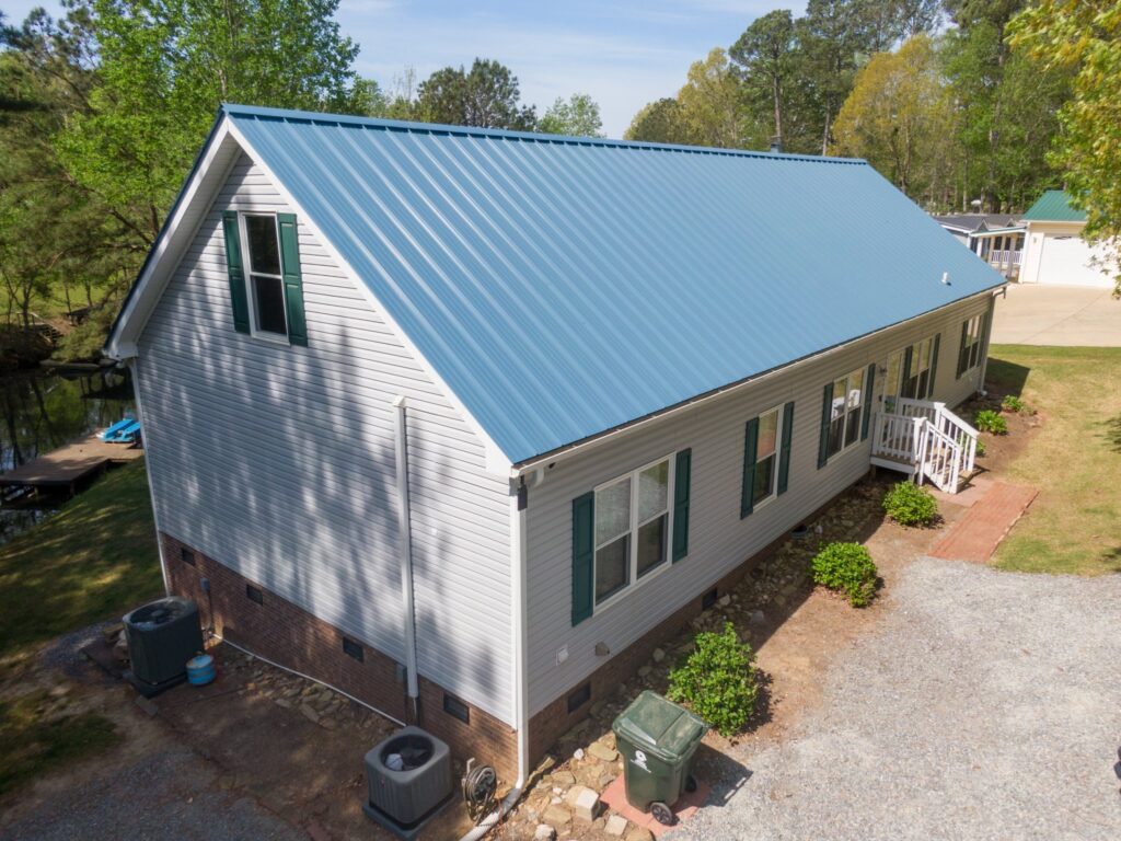 New standing seam metal roofing on a home